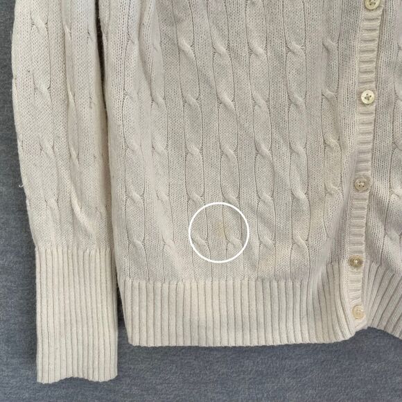 Old Navy Y2K Cable Knit Cardigan Sweater Size L Beige Preppy Old Money Normcore - Picture 7 of 10